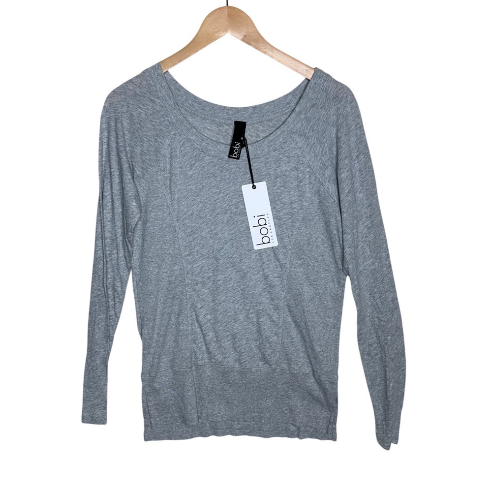 NWT bobi Los Angles Womens Heather Grey Long Sleeve Top Size Small 100% Cotton
